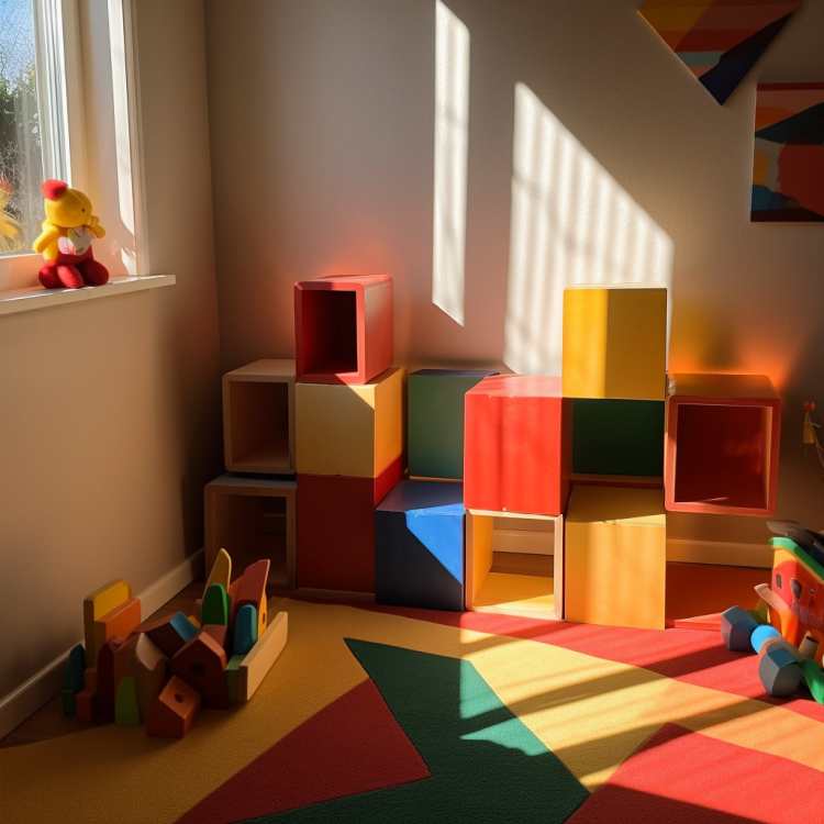 кольорові кубики і меблі