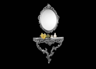 Зеркало с консолью ROSANA поталь (золото/серебро)